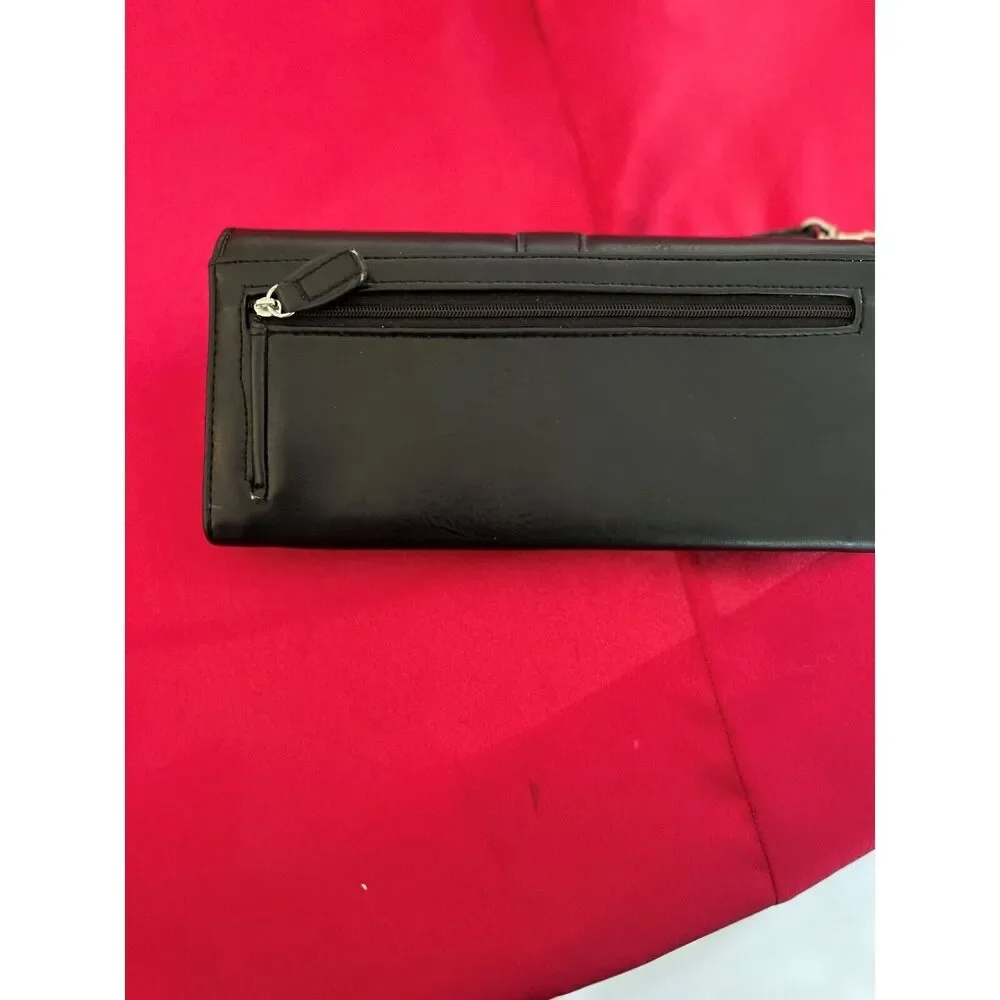 Etienne Aigner Wallet Clutch Wristlet  Black Leather Vintage Prreppy Minimalist